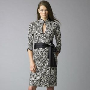Diane Von Furstenberg Silk Mandarin Collar Dress
